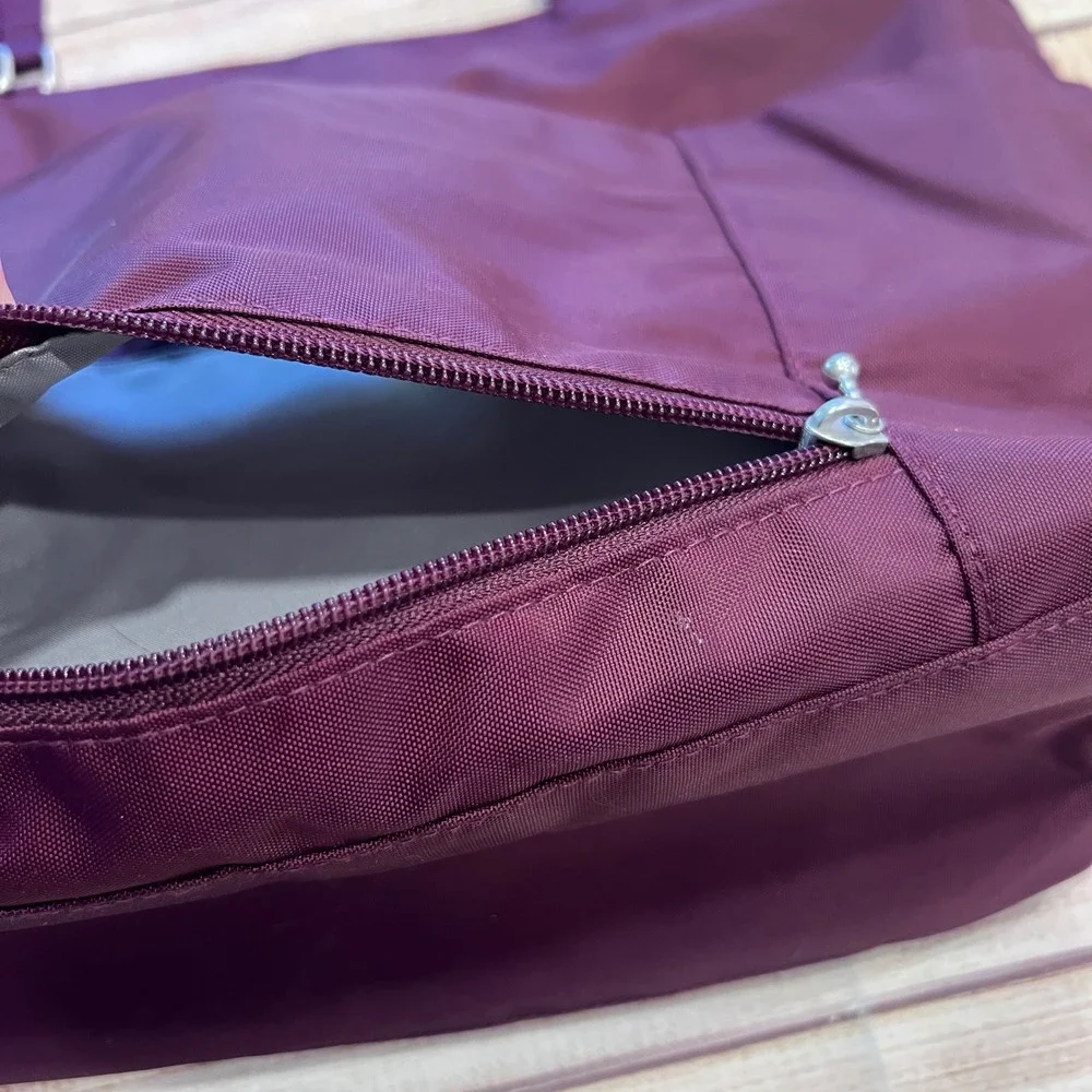 Baggallini Any Day Tote Plum Purple Nylon RFID Crossbody Travel Bag